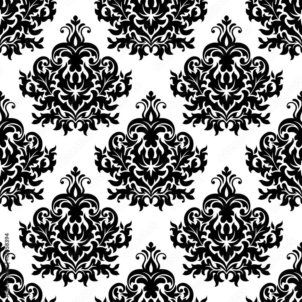 Victorian black damask seamless pattern Victorian black damask seamless pattern