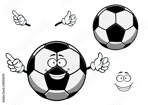 Football or soccer ball cartoon character or mascot