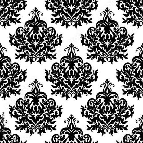 Victorian black damask seamless pattern