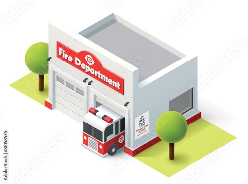 Vector isometric fire department