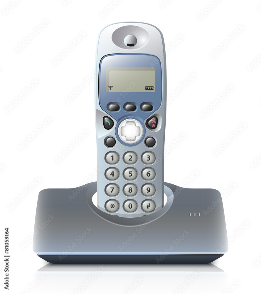 Wireless telephone with cradle. Vector illustration Wireless telephone with cradle. Vector illustration