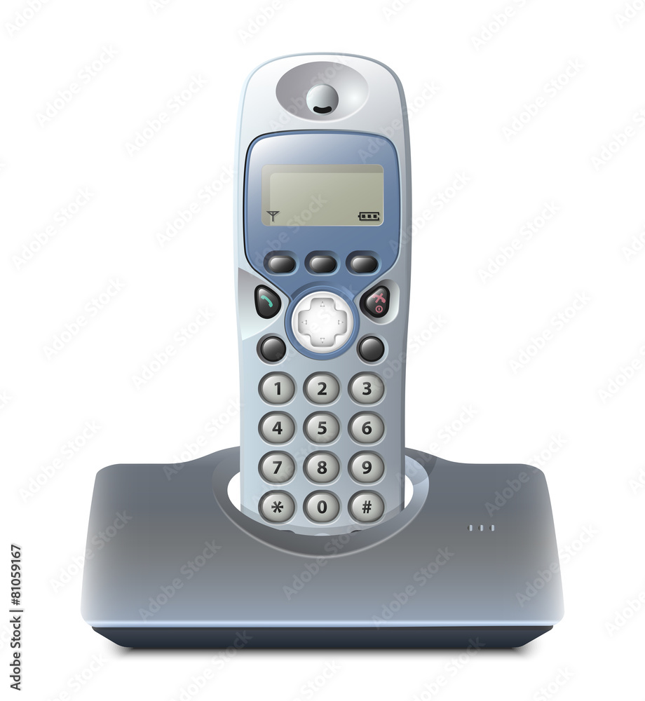 Wireless telephone with cradle on white. Vector illustration Wireless telephone with cradle on white. Vector illustration