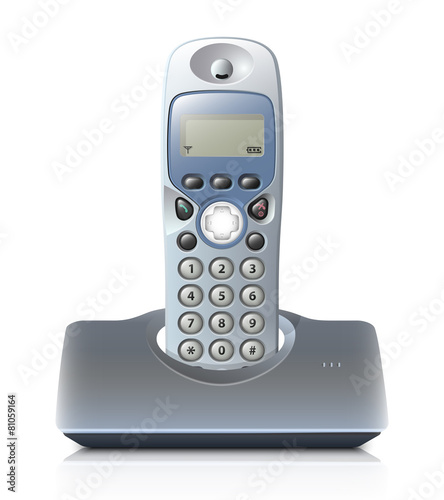 Wireless telephone with cradle. Vector illustration photo