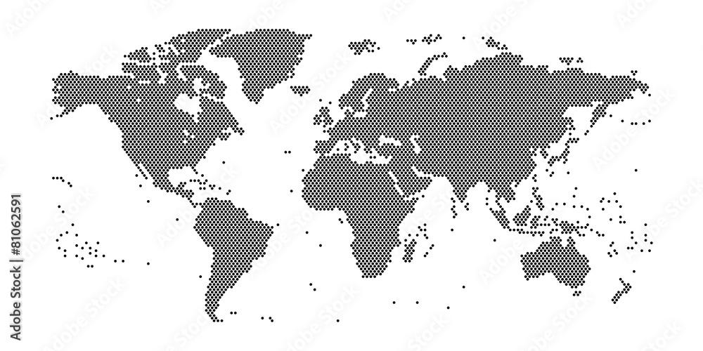 Weltkarte aus Punkten im Detail