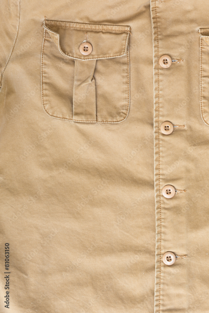 front pocket on brown shirt textile texture background front pocket on brown shirt textile texture background