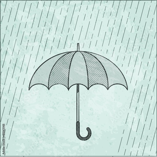 illustration of umbrella in the rain