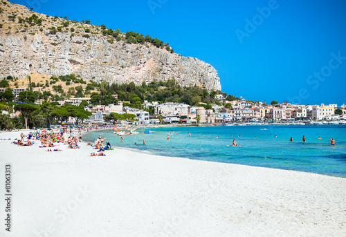 Mondello white sand beach in Palermo, Sicily. © Aleksandar Todorovic