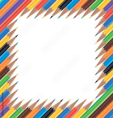 Frame of colored pencils. Vector illustration