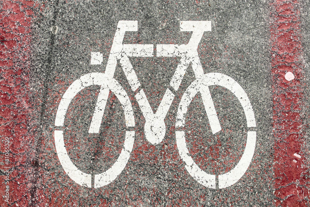 Bicycle sign path on the road. Bicycle sign path on the road.