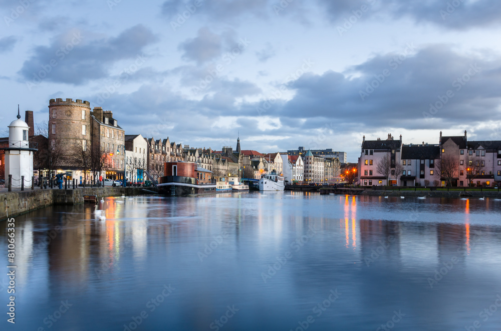 Historic Leith Harbour at Sunset