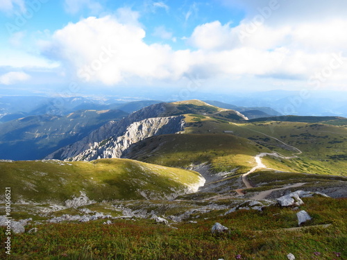 scenery with hiking trail, the highest mountain in Lower Austria