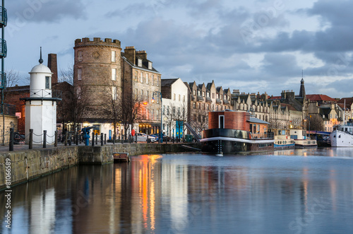 Old Builings on the Quay of Leith Harbour, Edinburgh