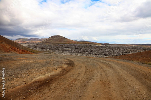 Road and volcanic field