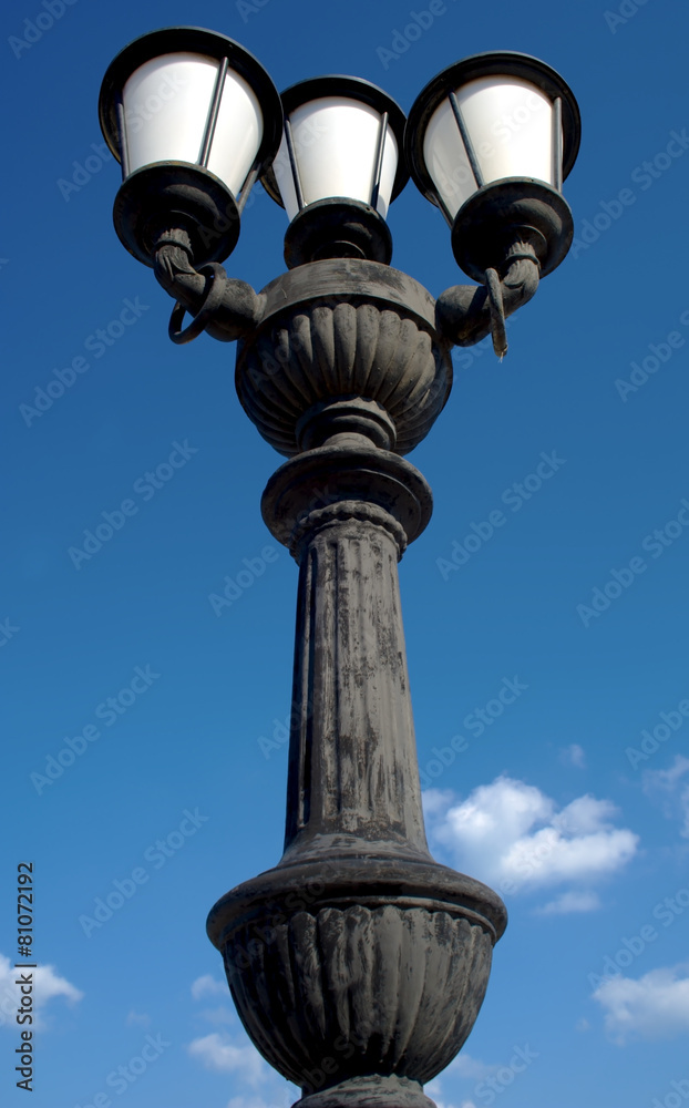 Detail lampposts of the promenade of Bari. Italy