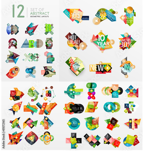 Mega collection of paper graphic banners, labels