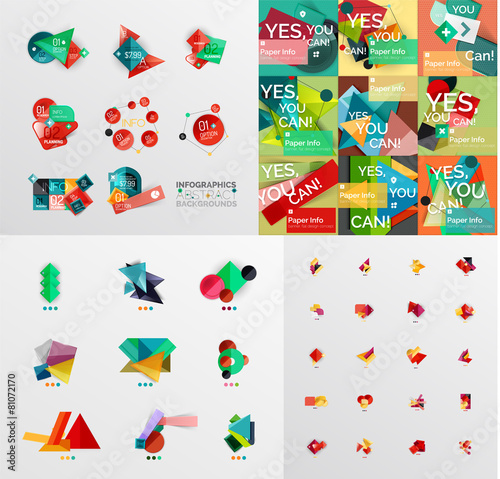 Mega collection of paper graphic banners, labels