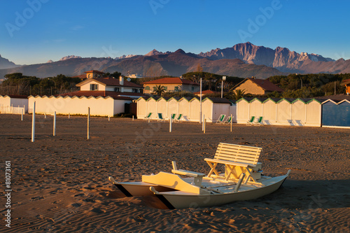 wooden oar boat called in  italy 