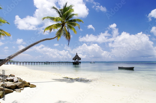 The sunny tropical lagoon on Maldives island