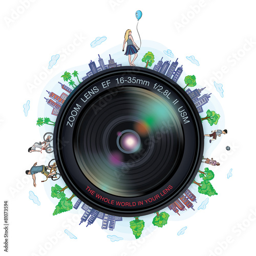 The whole world in your lens, vector illustration