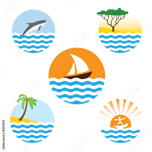 Set of sea logos