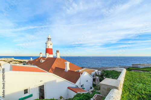 Europa Point lighthouse on a shore of Gibraltar