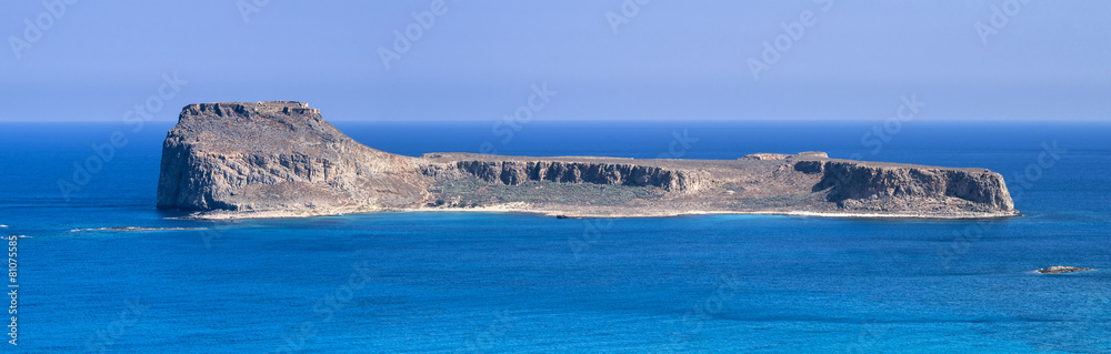 long rock in the sea on Crete in Greece
