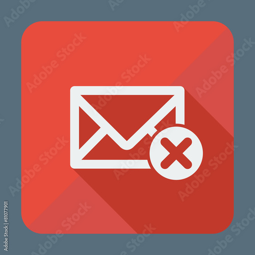 Mail icon, envelope with close sign. Flat design vector