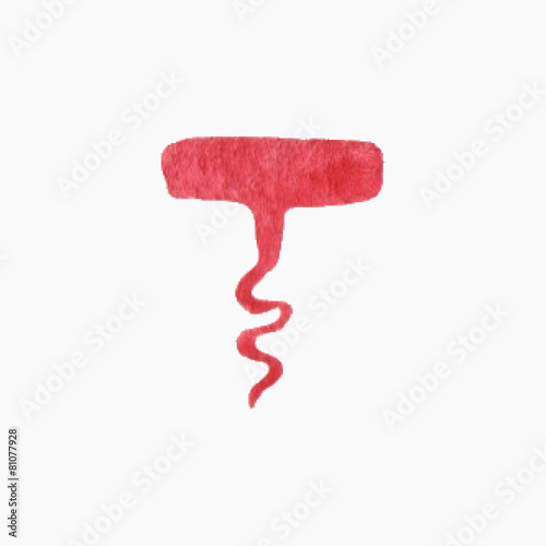 Hand-drawn corkscrew. Real watercolor drawing. Vector