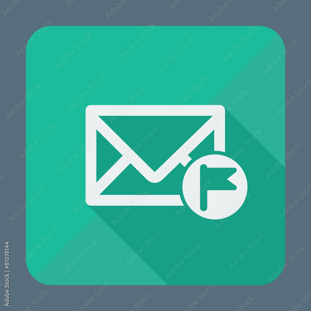 Mail icon, envelope with flag. Flat design vector illustration. Mail icon, envelope with flag. Flat design vector illustration.