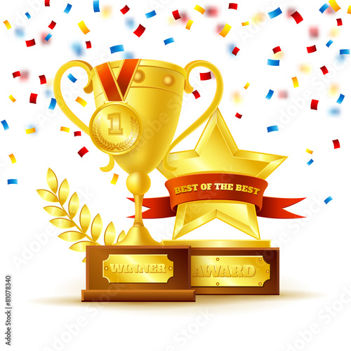 Winner cup with gold medal concept