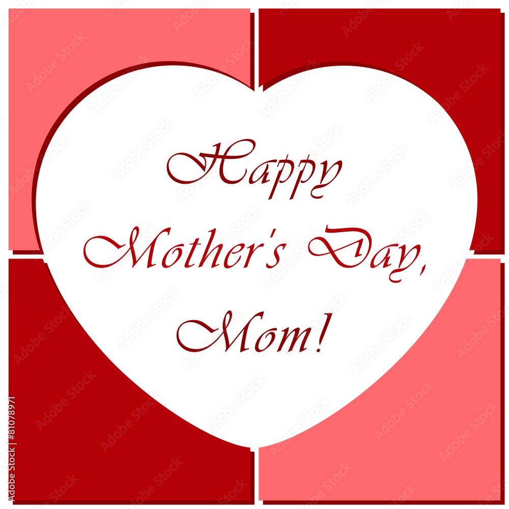 Mothers Day card with heart and text
