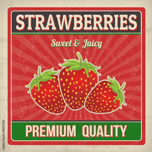 Strawberries retro poster