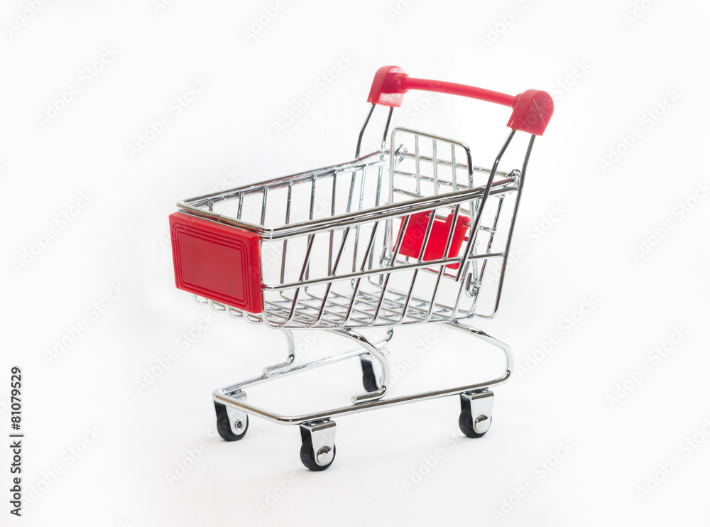 Empty shopping cart, isolated on white background