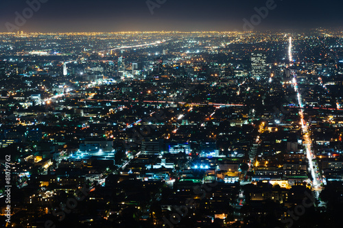 View of Hollywood at night  from Griffith Observatory  in Griffi