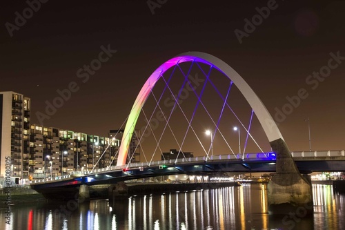 famous Squinty bridge in Glasgow landmark over river Clyde
