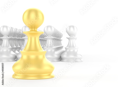 leadership concept gold pawn forward white pawns team group