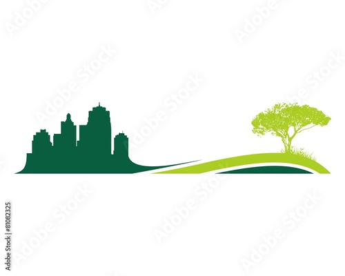 green city skyline landscape silhouette