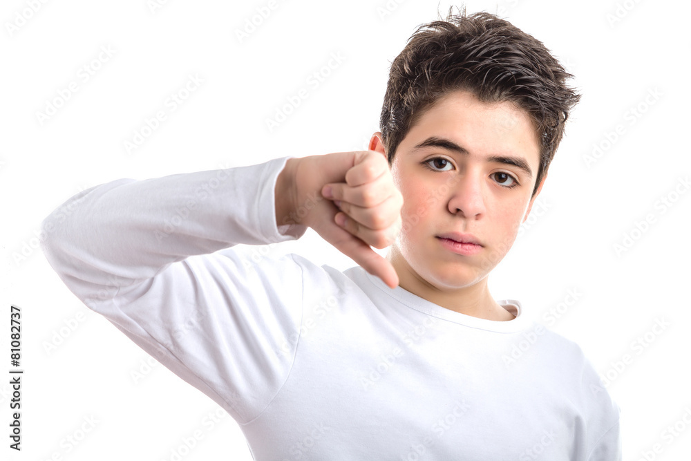 smooth-skinned Dislike gesture by Caucasian teen smooth-skinned Dislike gesture by Caucasian teen