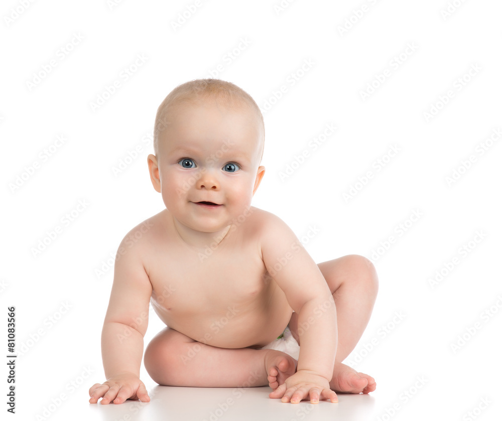 Infant child baby girl in diaper lying sitting happy smiling Infant child baby girl in diaper lying sitting happy smiling