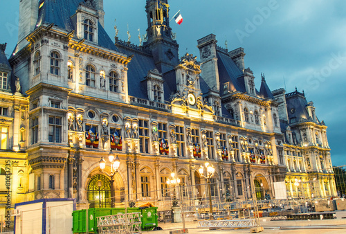 Beautiful facade of Hotel de Ville, Paris