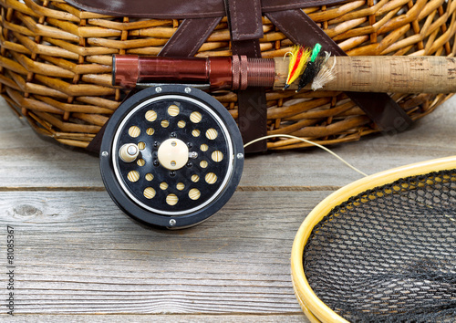 Obraz na plátne Fly Fishing Gear with Creel