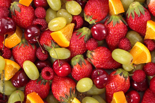 Mixed summer fruits closeup