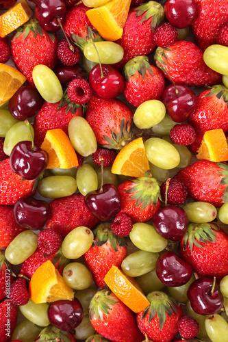 Fototapeta Naklejka Na Ścianę i Meble -  Mixed summer fruits closeup