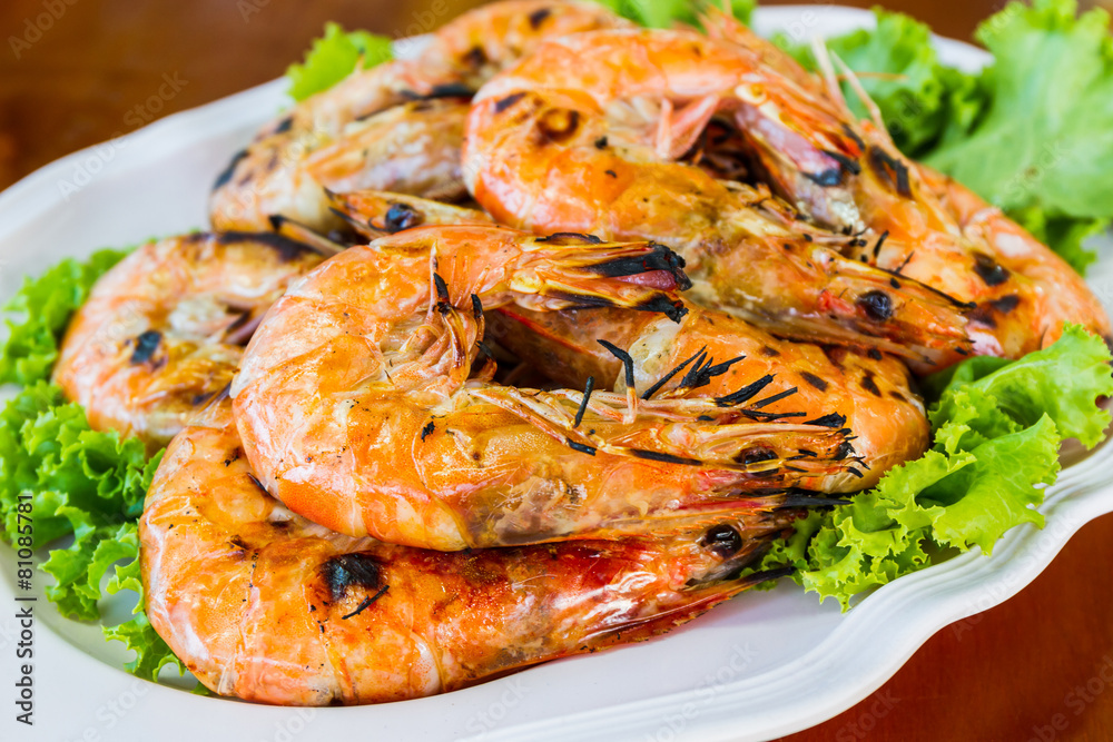 Grilled Shrimp in a plate .