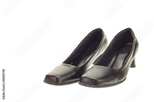 Black lady shoe isolated on white