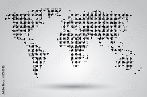 World map dots random size black EPS 10
