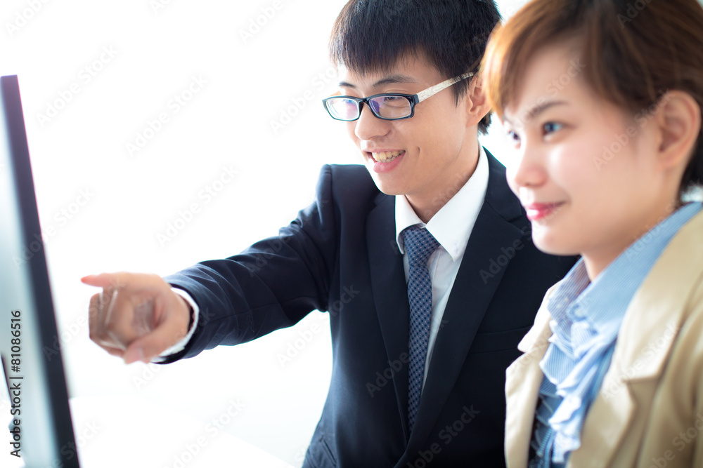 Business people discussing the charts and graphs showing the res Business people discussing the charts and graphs showing the res