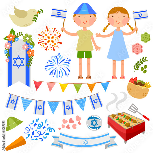 set of illustrations for Israel's Independence Day