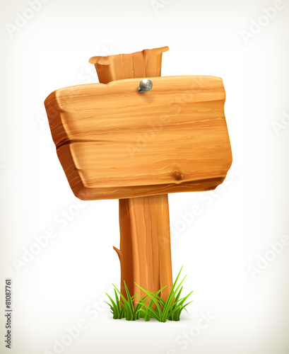 Wooden banner, vector sign