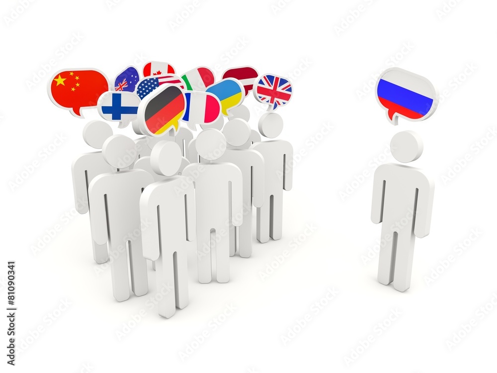 People with european and russian flags People with european and russian flags